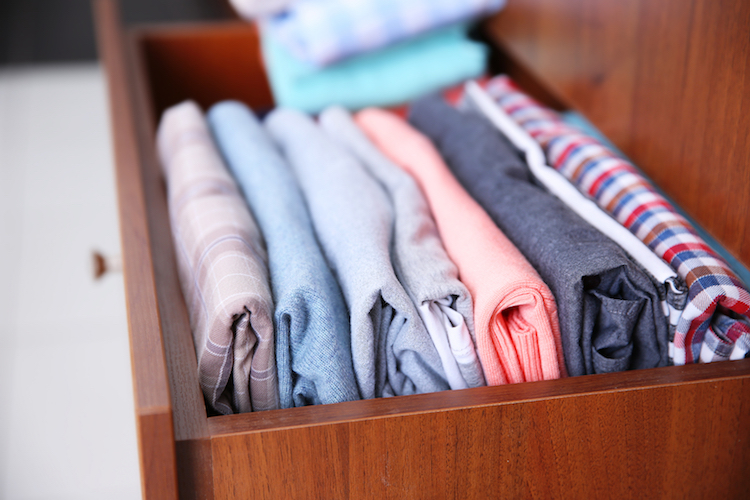 clothes folded in drawer